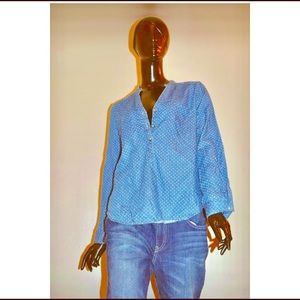 Lauren Conrad Blue Polka Dot Shirt